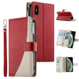 Stitching Multi-card Zipper Wallet Leather Phone Case with Short Strap, For iPhone 11 Pro Max, For iPhone 11, For iPhone 11 Pro, For iPhone X / XS, For iPhone XR, For iPhone XS Max, For iPhone 8 Plus / 7 Plus