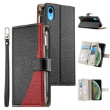 Stitching Multi-card Zipper Wallet Leather Phone Case with Short Strap, For iPhone 11 Pro Max, For iPhone 11, For iPhone 11 Pro, For iPhone X / XS, For iPhone XR, For iPhone XS Max, For iPhone 8 Plus / 7 Plus