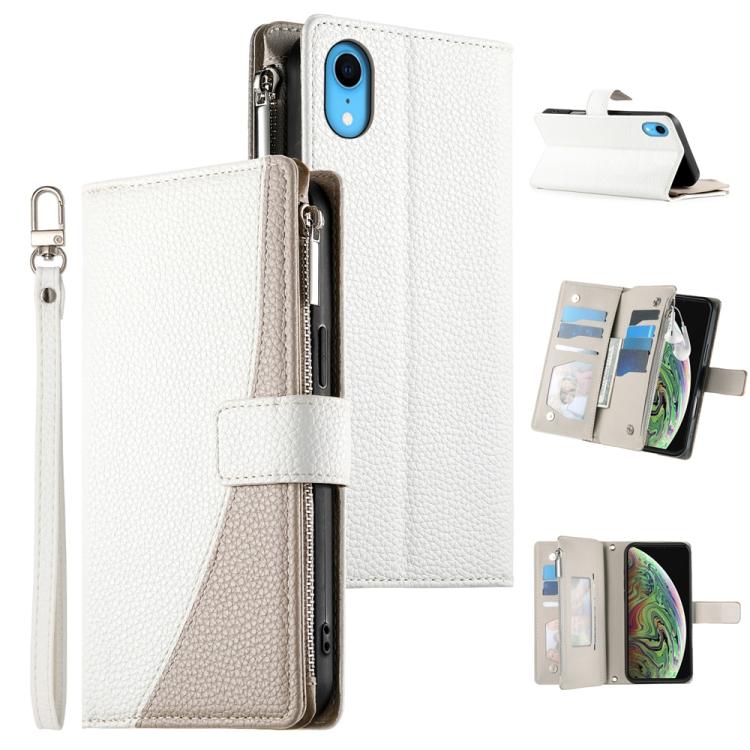 Stitching Multi-card Zipper Wallet Leather Phone Case with Short Strap, For iPhone 11 Pro Max, For iPhone 11, For iPhone 11 Pro, For iPhone X / XS, For iPhone XR, For iPhone XS Max, For iPhone 8 Plus / 7 Plus