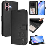 Litter Panda Embossing RFID Leather Phone Case with Lanyard, For iPhone 16, For iPhone 15 Pro Max, For iPhone 15 Pro, For iPhone 15 Plus, For iPhone 15, For iPhone 14 Plus, For iPhone 14 / 13, For iPhone 14 Pro