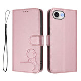 Litter Panda Embossing RFID Leather Phone Case with Lanyard, For iPhone 17e / 16e, For iPhone 17 Pro Max, For iPhone 17 Pro, For iPhone 17, For iPhone Air, For iPhone 16 Pro Max, For iPhone 16 Pro, For iPhone 16 Plus
