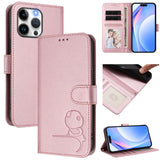 Litter Panda Embossing RFID Leather Phone Case with Lanyard, For iPhone 16, For iPhone 15 Pro Max, For iPhone 15 Pro, For iPhone 15 Plus, For iPhone 15, For iPhone 14 Plus, For iPhone 14 / 13, For iPhone 14 Pro