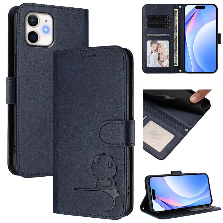 Litter Panda Embossing RFID Leather Phone Case with Lanyard, For iPhone 14 Pro Max, For iPhone SE 2022 / 2020 / 8 / 7, For iPhone 13 Pro Max, For iPhone 13 Pro, For iPhone 13 mini, For iPhone 12 / 12 Pro, For iPhone 12 Pro Max, For iPhone 12 mini