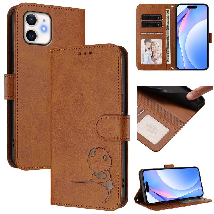 Litter Panda Embossing RFID Leather Phone Case with Lanyard, For iPhone 14 Pro Max, For iPhone SE 2022 / 2020 / 8 / 7, For iPhone 13 Pro Max, For iPhone 13 Pro, For iPhone 13 mini, For iPhone 12 / 12 Pro, For iPhone 12 Pro Max, For iPhone 12 mini