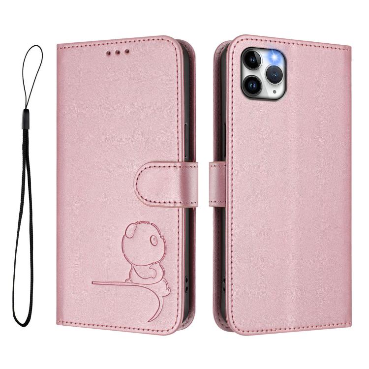 Litter Panda Embossing RFID Leather Phone Case with Lanyard, For iPhone 11 Pro Max, For iPhone 11, For iPhone 11 Pro, For iPhone X / XS, For iPhone XR, For iPhone XS Max, For iPhone 8 Plus / 7 Plus