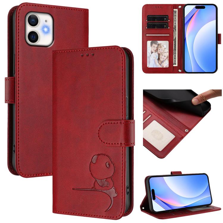 Litter Panda Embossing RFID Leather Phone Case with Lanyard, For iPhone 11 Pro Max, For iPhone 11, For iPhone 11 Pro, For iPhone X / XS, For iPhone XR, For iPhone XS Max, For iPhone 8 Plus / 7 Plus