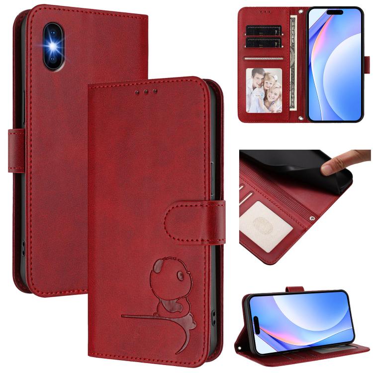 Litter Panda Embossing RFID Leather Phone Case with Lanyard, For iPhone 11 Pro Max, For iPhone 11, For iPhone 11 Pro, For iPhone X / XS, For iPhone XR, For iPhone XS Max, For iPhone 8 Plus / 7 Plus