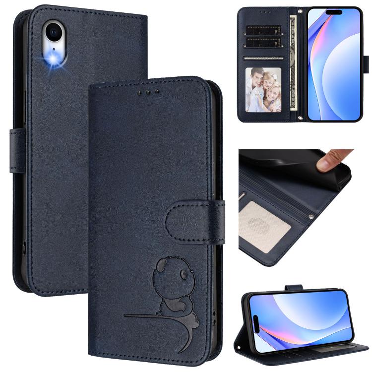 Litter Panda Embossing RFID Leather Phone Case with Lanyard, For iPhone 11 Pro Max, For iPhone 11, For iPhone 11 Pro, For iPhone X / XS, For iPhone XR, For iPhone XS Max, For iPhone 8 Plus / 7 Plus