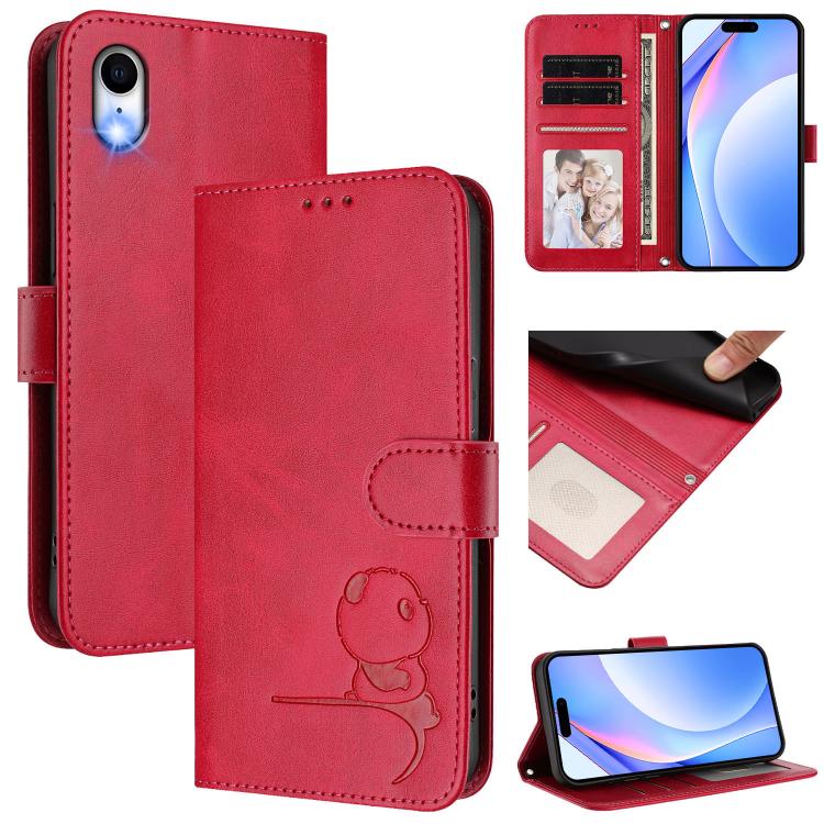 Litter Panda Embossing RFID Leather Phone Case with Lanyard, For iPhone 11 Pro Max, For iPhone 11, For iPhone 11 Pro, For iPhone X / XS, For iPhone XR, For iPhone XS Max, For iPhone 8 Plus / 7 Plus