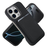 Carbon Fiber MagSafe Magnetic Card Holder Phone Case, For iPhone 13, For iPhone 12, For iPhone 12 Pro Max, For iPhone 12 Pro