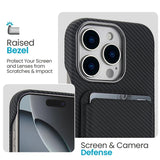 Carbon Fiber MagSafe Magnetic Card Holder Phone Case, For iPhone 13, For iPhone 12, For iPhone 12 Pro Max, For iPhone 12 Pro