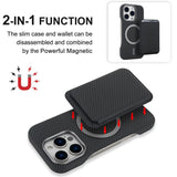Carbon Fiber MagSafe Magnetic Card Holder Phone Case, For iPhone 13, For iPhone 12, For iPhone 12 Pro Max, For iPhone 12 Pro