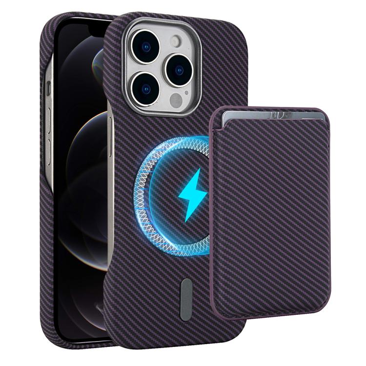 Carbon Fiber MagSafe Magnetic Card Holder Phone Case, For iPhone 13, For iPhone 12, For iPhone 12 Pro Max, For iPhone 12 Pro