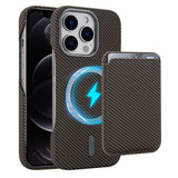 Carbon Fiber MagSafe Magnetic Card Holder Phone Case, For iPhone 13, For iPhone 12, For iPhone 12 Pro Max, For iPhone 12 Pro
