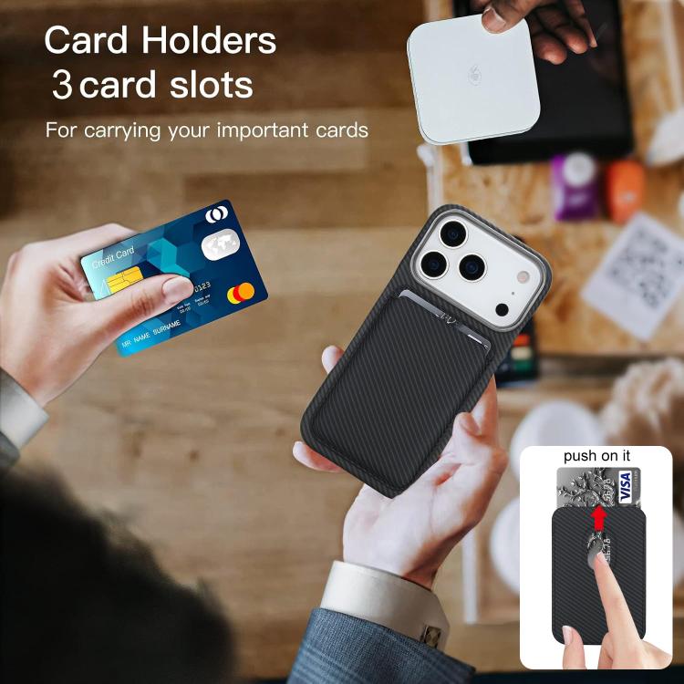 Carbon Fiber MagSafe Magnetic Card Holder Phone Case, For iPhone 17 Pro Max, For iPhone 17 Pro, For iPhone 17, For iPhone Air, For iPhone 16 Pro Max, iPhone 16 Pro, For iPhone 16 Plus, For iPhone 16, For iPhone 15 Pro Max