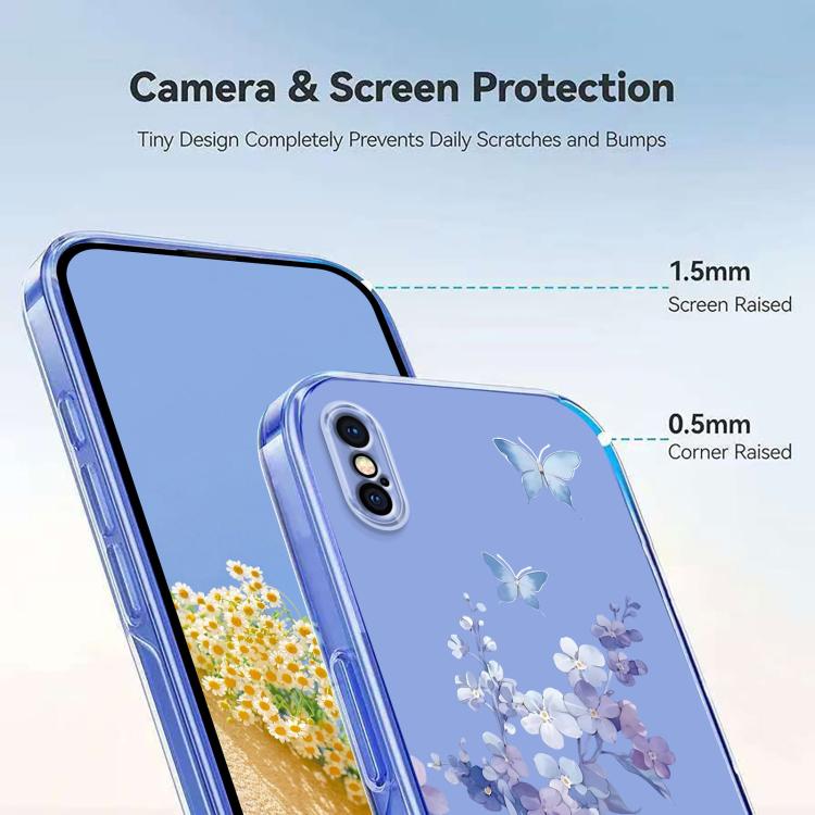 Flower Pattern Painted TPU Phone Case, For iPhone X / XS, For iPhone XR, For iPhone XS Max, For iPhone 8 Plus / 7 Plus