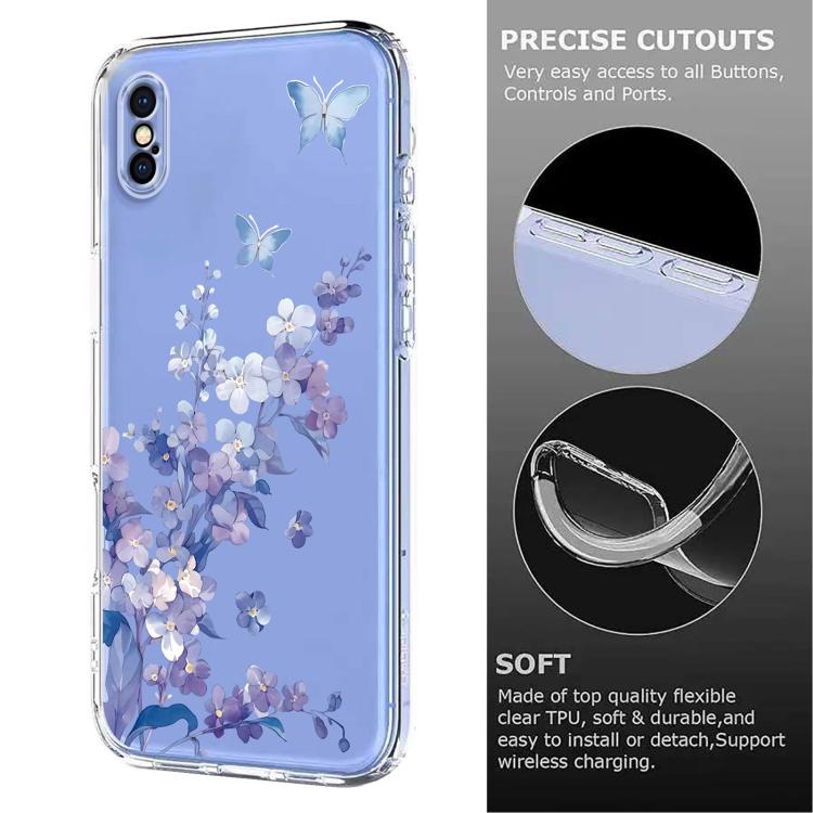 Flower Pattern Painted TPU Phone Case, For iPhone X / XS, For iPhone XR, For iPhone XS Max, For iPhone 8 Plus / 7 Plus