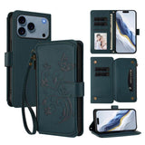Butterfly Love Flower Multi-card Zipper Wallet Leather Phone Case, For iPhone 17e / 16e, For iPhone 17 Pro Max, For iPhone 17 Pro, For iPhone 17, For iPhone Air, For iPhone 16 Pro Max