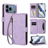 Butterfly Love Flower Multi-card Zipper Wallet Leather Phone Case, For iPhone 17e / 16e, For iPhone 17 Pro Max, For iPhone 17 Pro, For iPhone 17, For iPhone Air, For iPhone 16 Pro Max