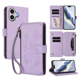 Butterfly Love Flower Multi-card Zipper Wallet Leather Phone Case, For iPhone 17e / 16e, For iPhone 17 Pro Max, For iPhone 17 Pro, For iPhone 17, For iPhone Air, For iPhone 16 Pro Max