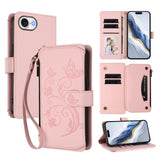 Butterfly Love Flower Multi-card Zipper Wallet Leather Phone Case, For iPhone 17e / 16e, For iPhone 17 Pro Max, For iPhone 17 Pro, For iPhone 17, For iPhone Air, For iPhone 16 Pro Max