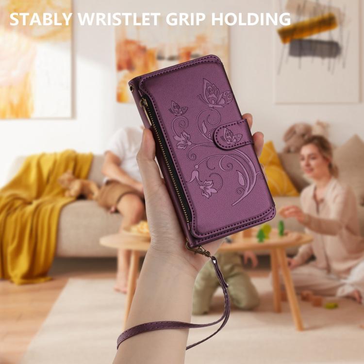 Butterfly Love Flower Multi-card Zipper Wallet Leather Phone Case, For iPhone 13 Pro Max, For iPhone 13 Pro, For iPhone 13 mini, For iPhone 12 / 12 Pro, For iPhone 12 Pro Max, For iPhone 12 mini