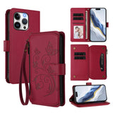 Butterfly Love Flower Multi-card Zipper Wallet Leather Phone Case, For iPhone 13 Pro Max, For iPhone 13 Pro, For iPhone 13 mini, For iPhone 12 / 12 Pro, For iPhone 12 Pro Max, For iPhone 12 mini