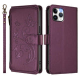 Butterfly Love Flower Multi-card Zipper Wallet Leather Phone Case, For iPhone 11 Pro Max, For iPhone 11, For iPhone 11 Pro, For iPhone X / XS, For iPhone XR, For iPhone XS Max