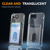 Crystal Clear Card Slot PC Hybrid TPU Phone Case, For iPhone 17e / 16e, For iPhone 17 Pro Max, For iPhone 17 Pro, For iPhone 17, For iPhone Air