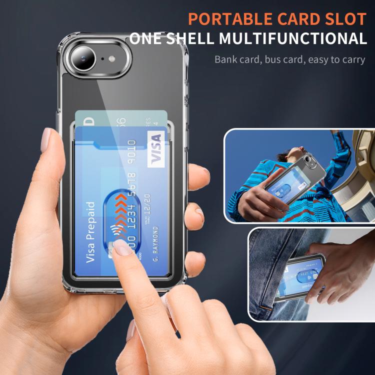 Crystal Clear Card Slot PC Hybrid TPU Phone Case, For iPhone 17e / 16e, For iPhone 17 Pro Max, For iPhone 17 Pro, For iPhone 17, For iPhone Air
