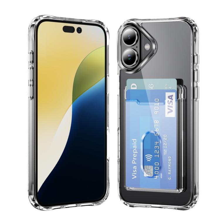 Crystal Clear Card Slot PC Hybrid TPU Phone Case, For iPhone 17e / 16e, For iPhone 17 Pro Max, For iPhone 17 Pro, For iPhone 17, For iPhone Air