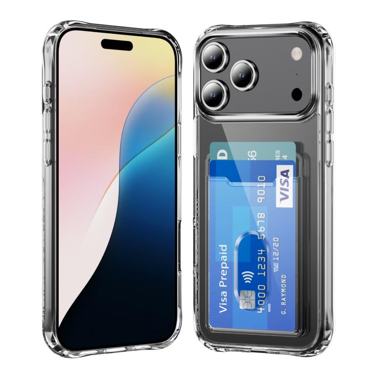 Crystal Clear Card Slot PC Hybrid TPU Phone Case, For iPhone 17e / 16e, For iPhone 17 Pro Max, For iPhone 17 Pro, For iPhone 17, For iPhone Air