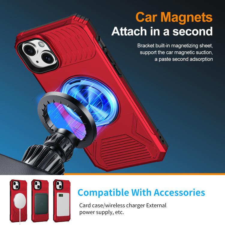 Alloy Rotating Holder MagSafe Shockproof Phone Case, For iPhone 14 Plus, For iPhone 13 Pro