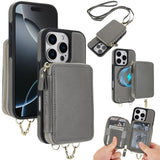 AwQuer 2 in 1 Crossbody Zipper Wallet Leather Back Phone Case, For iPhone 17 Pro Max, For iPhone 17 Pro, For iPhone 17, For iPhone Air, For iPhone 16 Pro Max, For iPhone 16 Pro