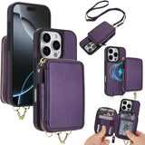 AwQuer 2 in 1 Crossbody Zipper Wallet Leather Back Phone Case, For iPhone 17 Pro Max, For iPhone 17 Pro, For iPhone 17, For iPhone Air, For iPhone 16 Pro Max, For iPhone 16 Pro