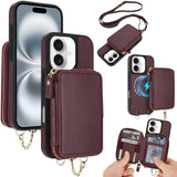 AwQuer 2 in 1 Crossbody Zipper Wallet Leather Back Phone Case, For iPhone 16 Plus, For iPhone 16, For iPhone 15 Pro Max, For iPhone 15 Pro, For iPhone 15 Plus, For iPhone 15