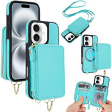 AwQuer 2 in 1 Crossbody Zipper Wallet Leather Back Phone Case, For iPhone 16 Plus, For iPhone 16, For iPhone 15 Pro Max, For iPhone 15 Pro, For iPhone 15 Plus, For iPhone 15