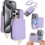 AwQuer 2 in 1 Crossbody Zipper Wallet Leather Back Phone Case, For iPhone 16 Plus, For iPhone 16, For iPhone 15 Pro Max, For iPhone 15 Pro, For iPhone 15 Plus, For iPhone 15