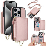 AwQuer 2 in 1 Crossbody Zipper Wallet Leather Back Phone Case, For iPhone 16 Plus, For iPhone 16, For iPhone 15 Pro Max, For iPhone 15 Pro, For iPhone 15 Plus, For iPhone 15