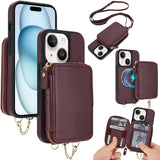 AwQuer 2 in 1 Crossbody Zipper Wallet Leather Back Phone Case, For iPhone 16 Plus, For iPhone 16, For iPhone 15 Pro Max, For iPhone 15 Pro, For iPhone 15 Plus, For iPhone 15