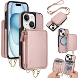 AwQuer 2 in 1 Crossbody Zipper Wallet Leather Back Phone Case, For iPhone 16 Plus, For iPhone 16, For iPhone 15 Pro Max, For iPhone 15 Pro, For iPhone 15 Plus, For iPhone 15