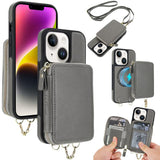 AwQuer 2 in 1 Crossbody Zipper Wallet Leather Back Phone Case, For iPhone 14 Plus, For iPhone 14 / 13, For iPhone 14 Pro, For iPhone 14 Pro Max, For iPhone 13 Pro Max, For iPhone 13 Pro