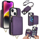 AwQuer 2 in 1 Crossbody Zipper Wallet Leather Back Phone Case, For iPhone 14 Plus, For iPhone 14 / 13, For iPhone 14 Pro, For iPhone 14 Pro Max, For iPhone 13 Pro Max, For iPhone 13 Pro