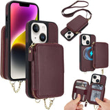 AwQuer 2 in 1 Crossbody Zipper Wallet Leather Back Phone Case, For iPhone 14 Plus, For iPhone 14 / 13, For iPhone 14 Pro, For iPhone 14 Pro Max, For iPhone 13 Pro Max, For iPhone 13 Pro