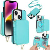 AwQuer 2 in 1 Crossbody Zipper Wallet Leather Back Phone Case, For iPhone 14 Plus, For iPhone 14 / 13, For iPhone 14 Pro, For iPhone 14 Pro Max, For iPhone 13 Pro Max, For iPhone 13 Pro
