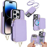 AwQuer 2 in 1 Crossbody Zipper Wallet Leather Back Phone Case, For iPhone 14 Plus, For iPhone 14 / 13, For iPhone 14 Pro, For iPhone 14 Pro Max, For iPhone 13 Pro Max, For iPhone 13 Pro