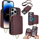 AwQuer 2 in 1 Crossbody Zipper Wallet Leather Back Phone Case, For iPhone 14 Plus, For iPhone 14 / 13, For iPhone 14 Pro, For iPhone 14 Pro Max, For iPhone 13 Pro Max, For iPhone 13 Pro