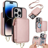 AwQuer 2 in 1 Crossbody Zipper Wallet Leather Back Phone Case, For iPhone 14 Plus, For iPhone 14 / 13, For iPhone 14 Pro, For iPhone 14 Pro Max, For iPhone 13 Pro Max, For iPhone 13 Pro