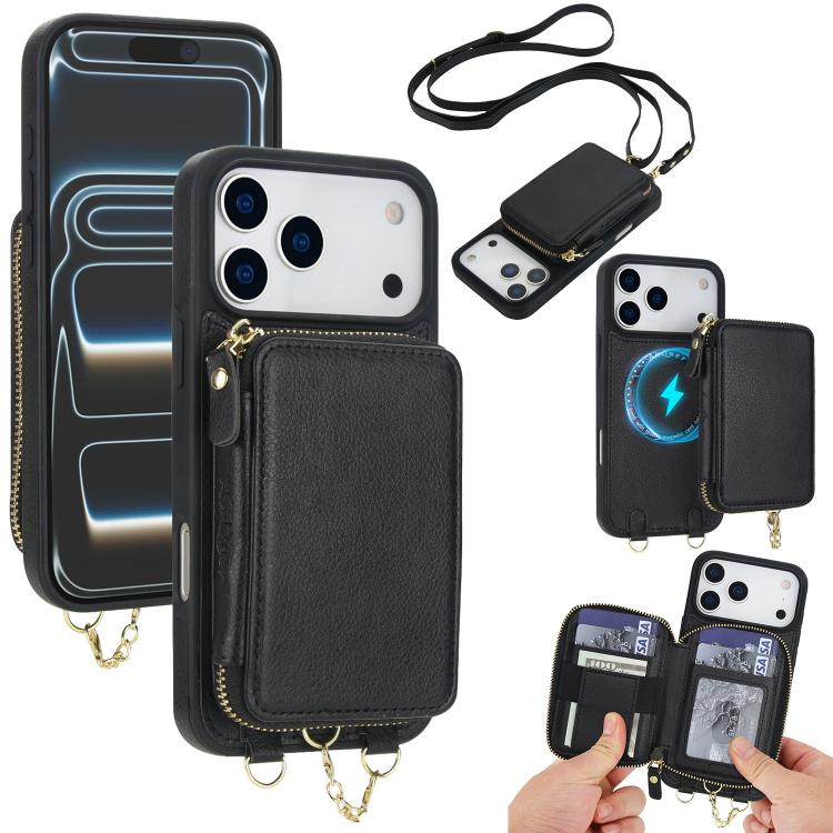 AwQuer 2 in 1 Crossbody Zipper Wallet Leather Back Phone Case, For iPhone 17 Pro Max, For iPhone 17 Pro, For iPhone 17, For iPhone Air, For iPhone 16 Pro Max, For iPhone 16 Pro