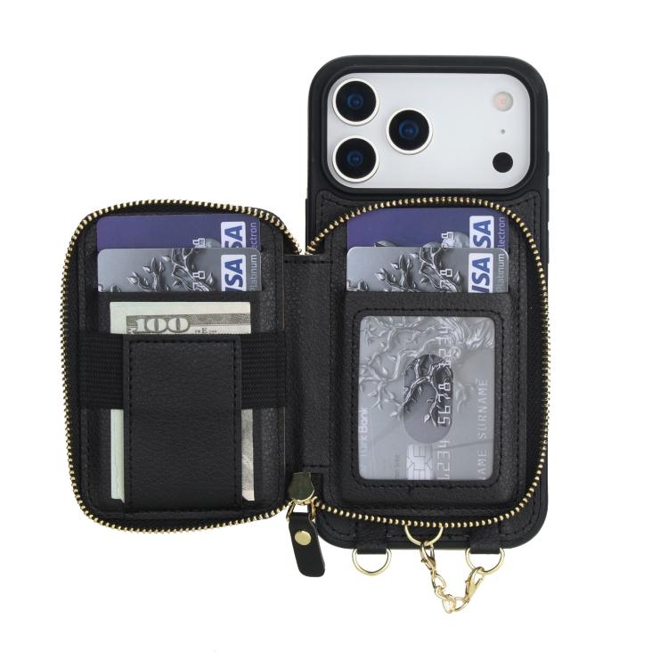 AwQuer 2 in 1 Crossbody Zipper Wallet Leather Back Phone Case, For iPhone 17 Pro Max, For iPhone 17 Pro, For iPhone 17, For iPhone Air, For iPhone 16 Pro Max, For iPhone 16 Pro